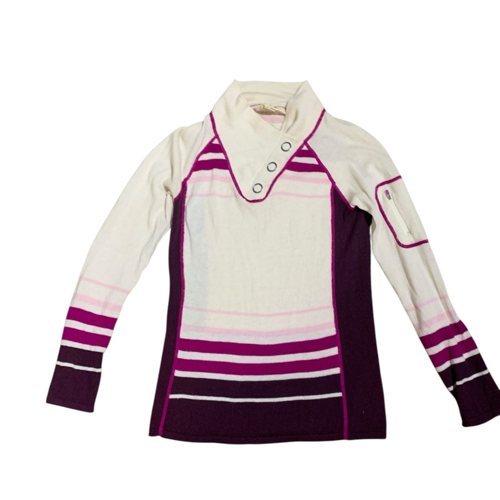 Dakini Women's Purple and White Wool Blend Sweater